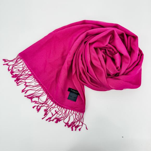 Burberry Scarf Silk Cashmere Lightweight Oversized Pink Fringe Authentic - Picture 5 of 7